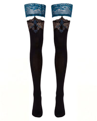 Linsori - Sheer Noir Lace-Top Hold-Ups Plus Size - White background