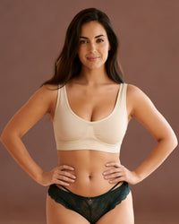 Linsori Sculpted Support Bra in Bare Plus Size - Front view 