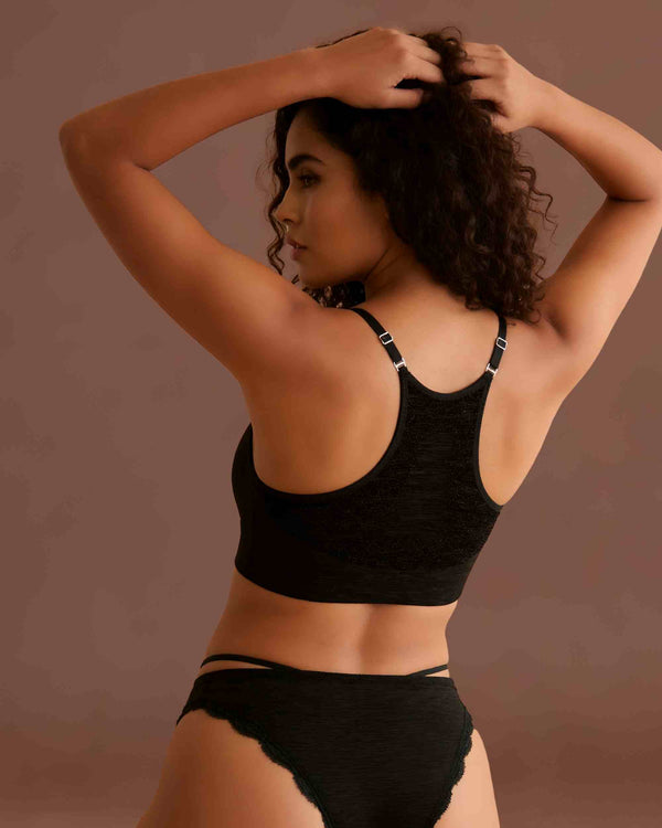 linsori - Midnight Performance Support Bra Plus Size - back view