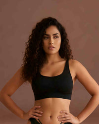 linsori - Midnight Performance Support Bra Plus Size - front view