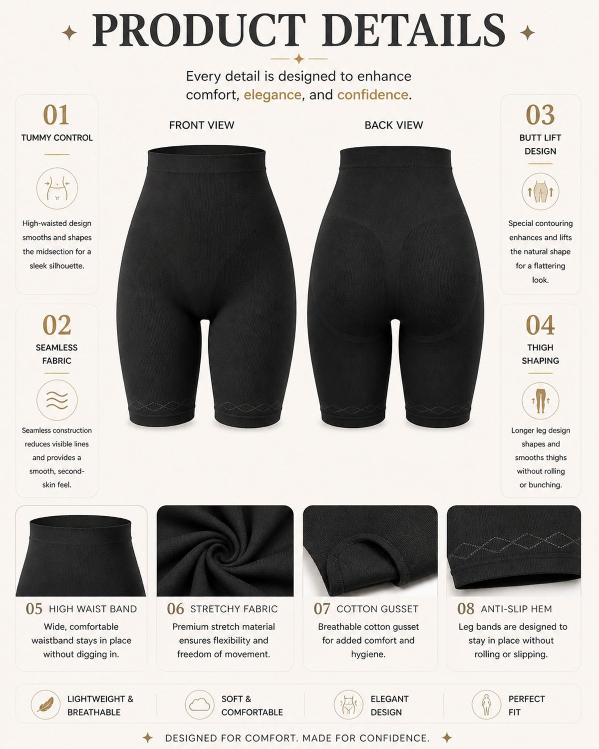 Linsori Sculpted Noir Shaping Short Plus Size -  Product detail view