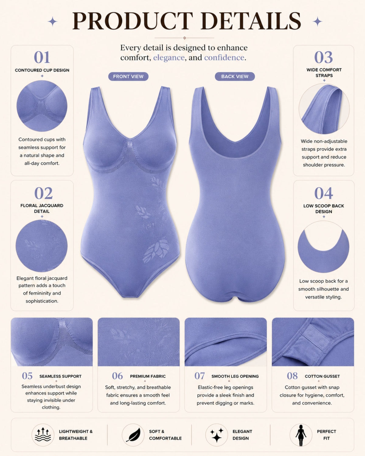 Linsori Sculpted Jacquard Swimming Costume Plus Size -  Product detail view