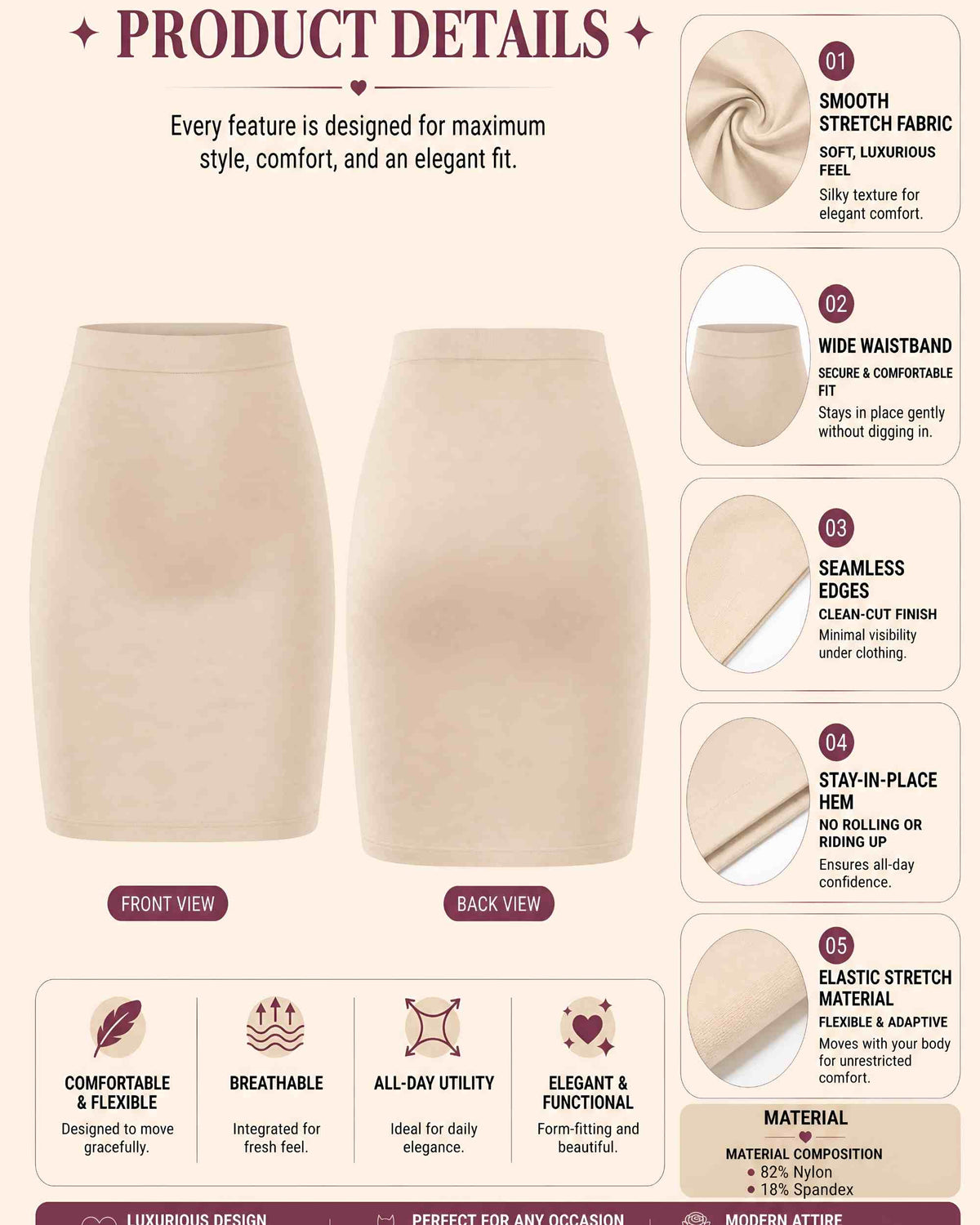 linsori - Bare Silhouette Shaping Underskirt Plus Size - product detail