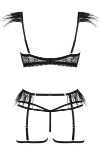 Linsori Obsidian Feather Chain Lingerie Set - back view