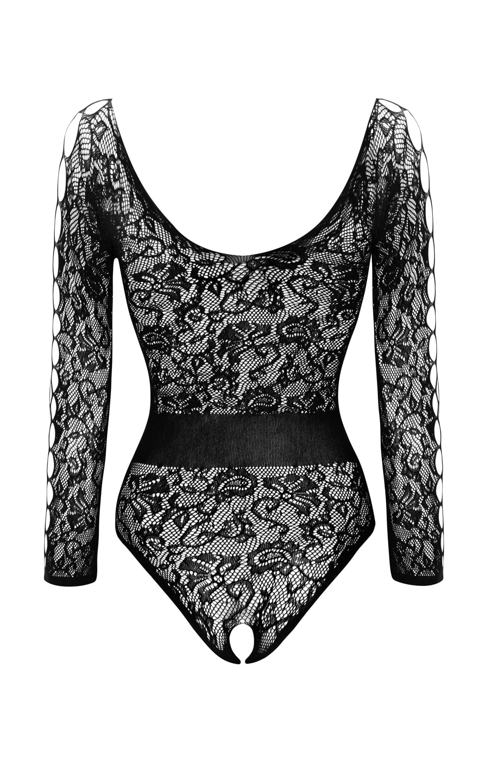 Linsori Noir Scalloped Crotchless Teddy - side view