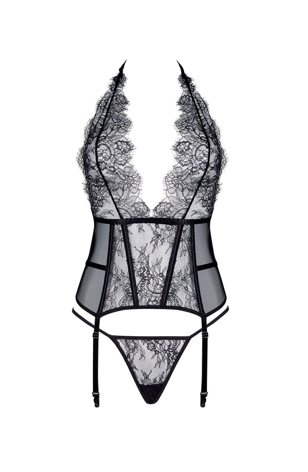 Linsori Estera Deep V Corset Delicate Set Plus Size - side view