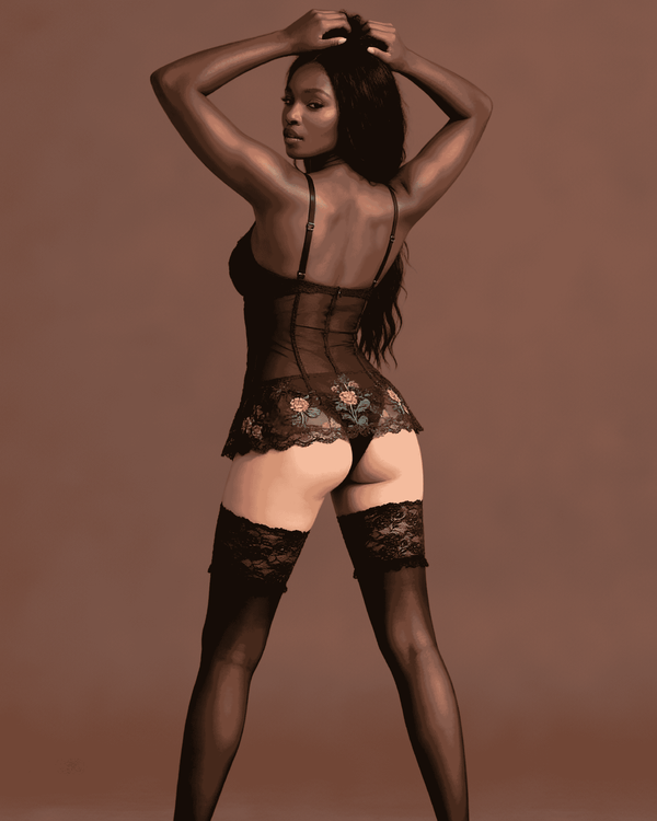 linsori - Noir Exclusive Sheer Hold-Ups with Lace Band - back view