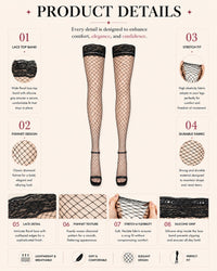 linsori - Crimson Fishnet Delicate Hold-Ups - product detail