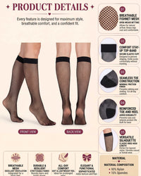 Linsori Midnight Fishnet Knee Highs -  Product detail view