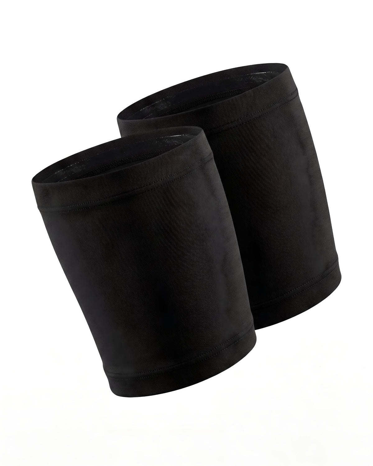 Linsori Noir Satin Thigh Bands Hold-Ups Plus Size - White background view
