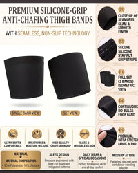 Linsori Noir Satin Thigh Bands Hold-Ups Plus Size -  Product detail view