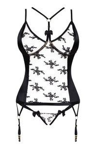 Linsori Noir Floral Tulle Cor Delicate Set - styled view