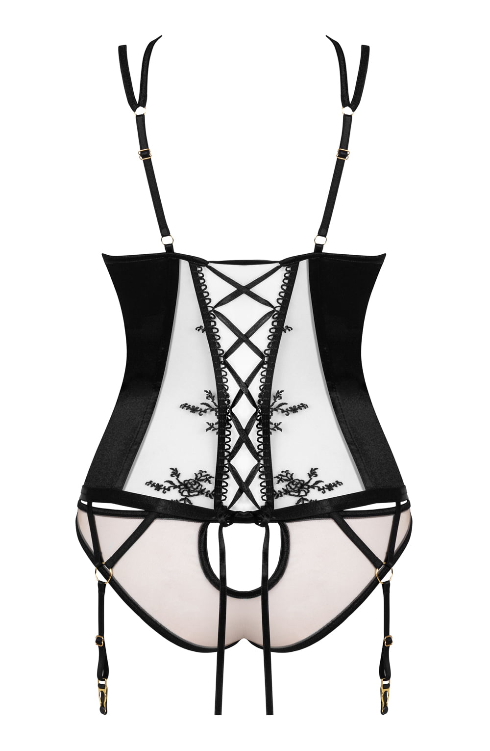 Linsori Noir Floral Tulle Cor Delicate Set - close-up
