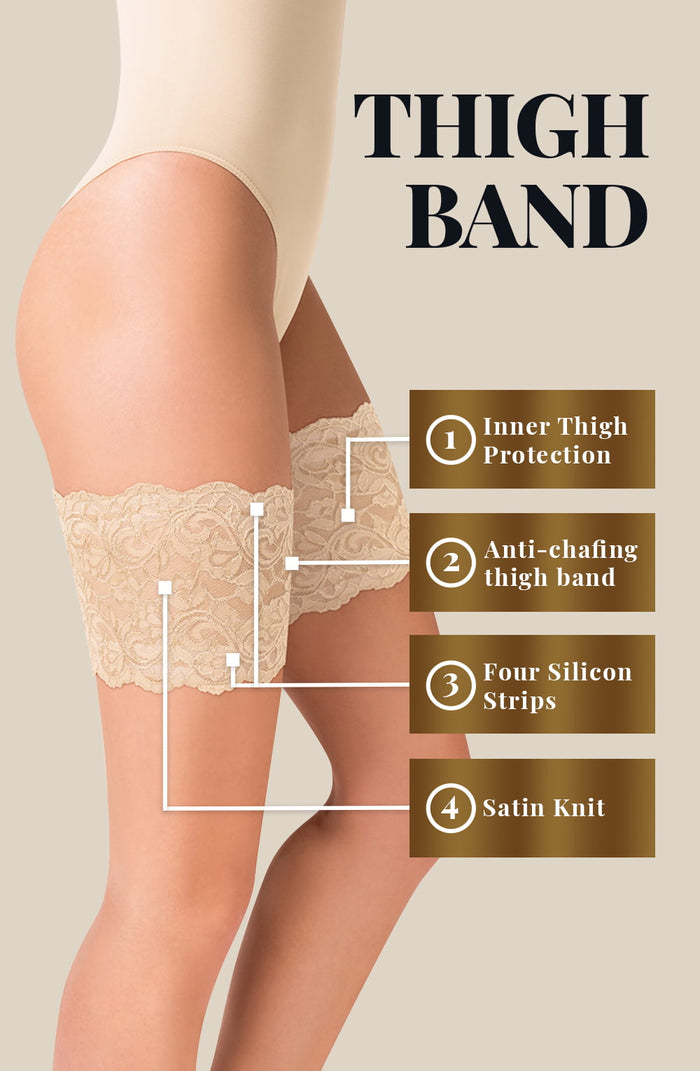 Linsori Ivory Lace Thigh Bands Hold-Ups Plus Size - back view
