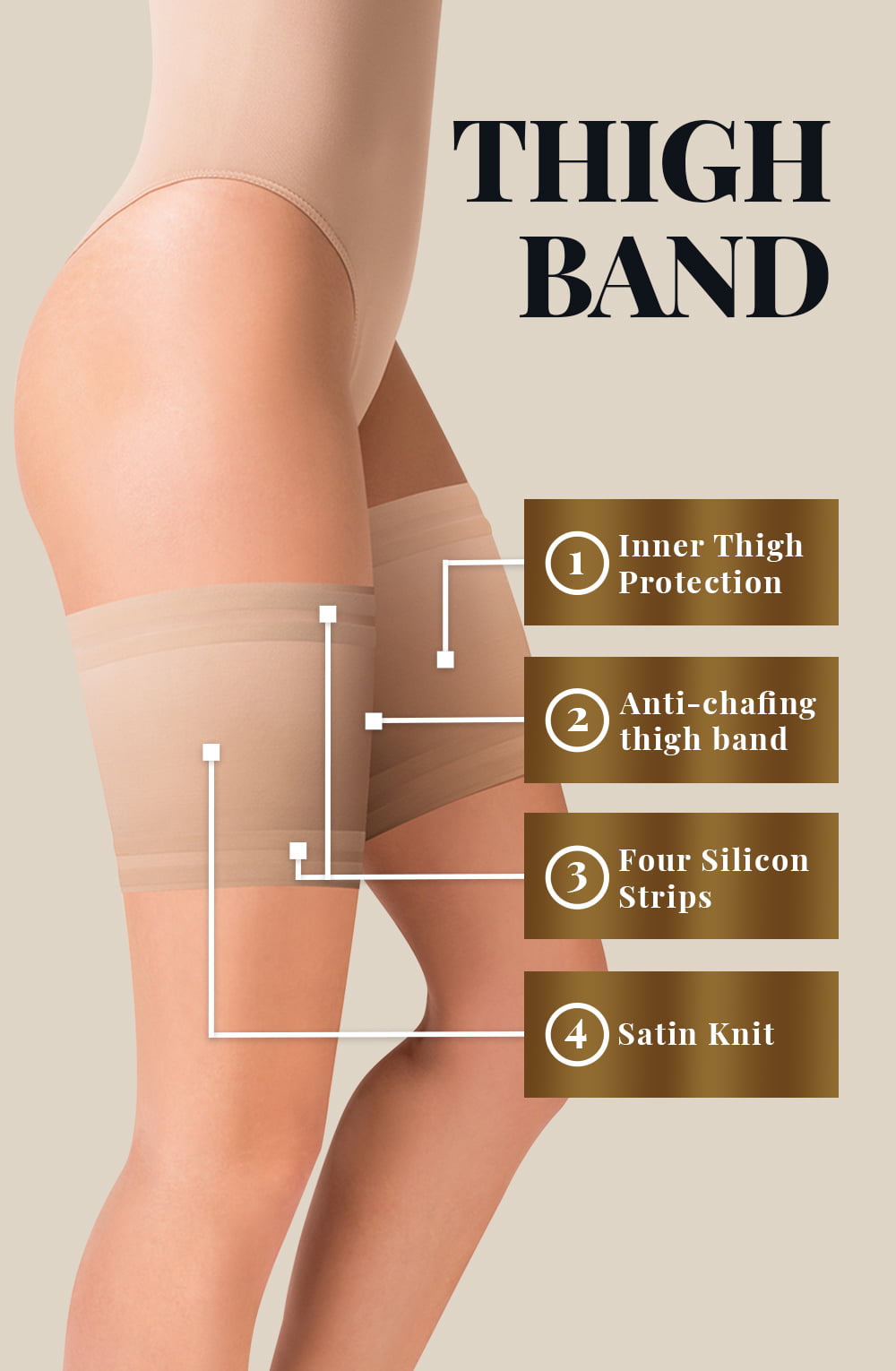 Linsori Onyx Satin Thigh Bands Hold-Ups - lifestyle view