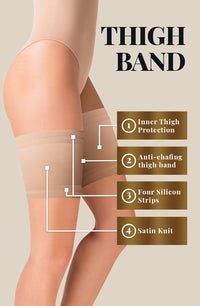 Linsori Onyx Satin Thigh Bands Hold-Ups - lifestyle view