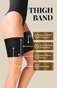 Linsori Onyx Satin Thigh Bands Hold-Ups - detail view