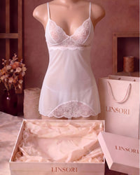 Linsori Ivory Lace Bridal Chemise - Mannequin View
