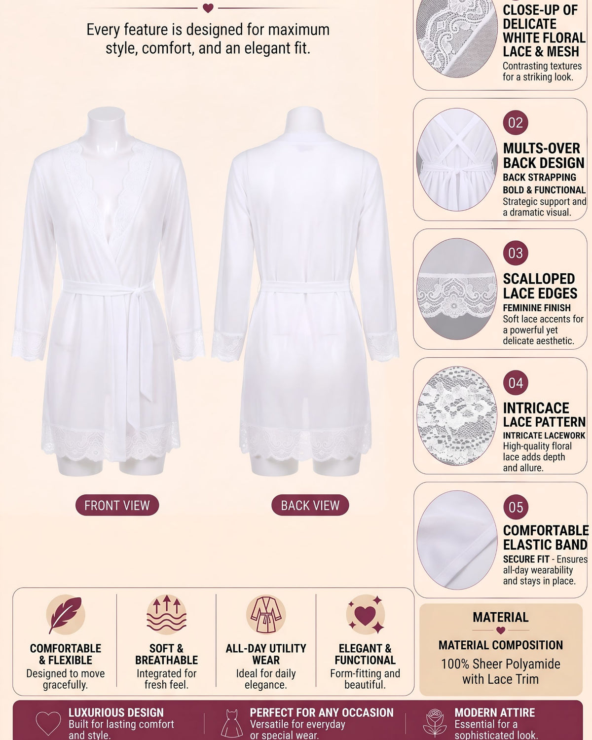 Pearl Chiffon Bridal Robe