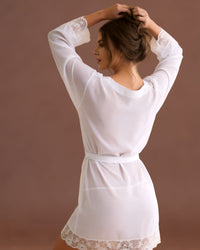 Linsori Pearl Chiffon Bridal Robe -  back view