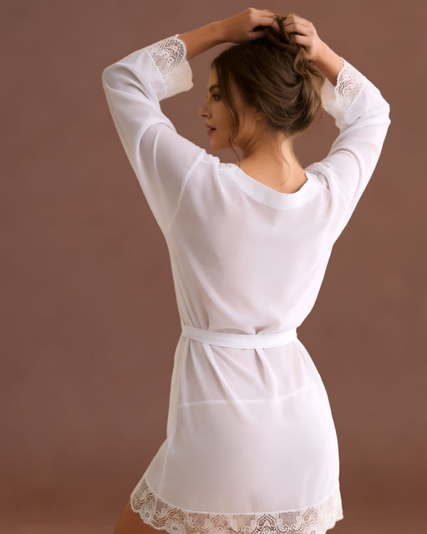 Linsori Pearl Chiffon Bridal Robe -  back view