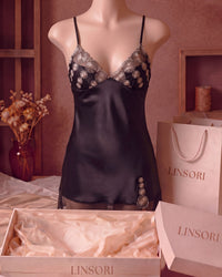 Linsori Satin Chiffon Elegance Nightdress - Mannequin View