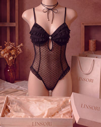 Linsori Obsidian Ruffle Cup Delicate Body Plus Size - Mannequin View