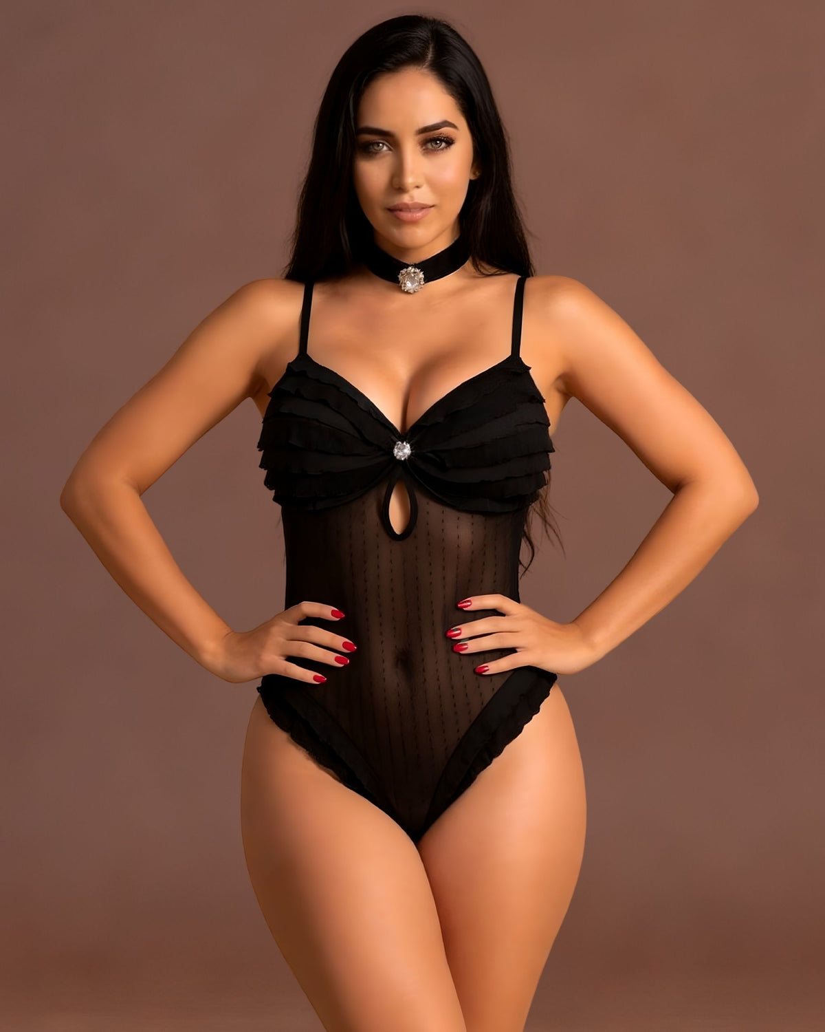 Linsori Obsidian Ruffle Cup Delicate Body Plus Size - Front view 