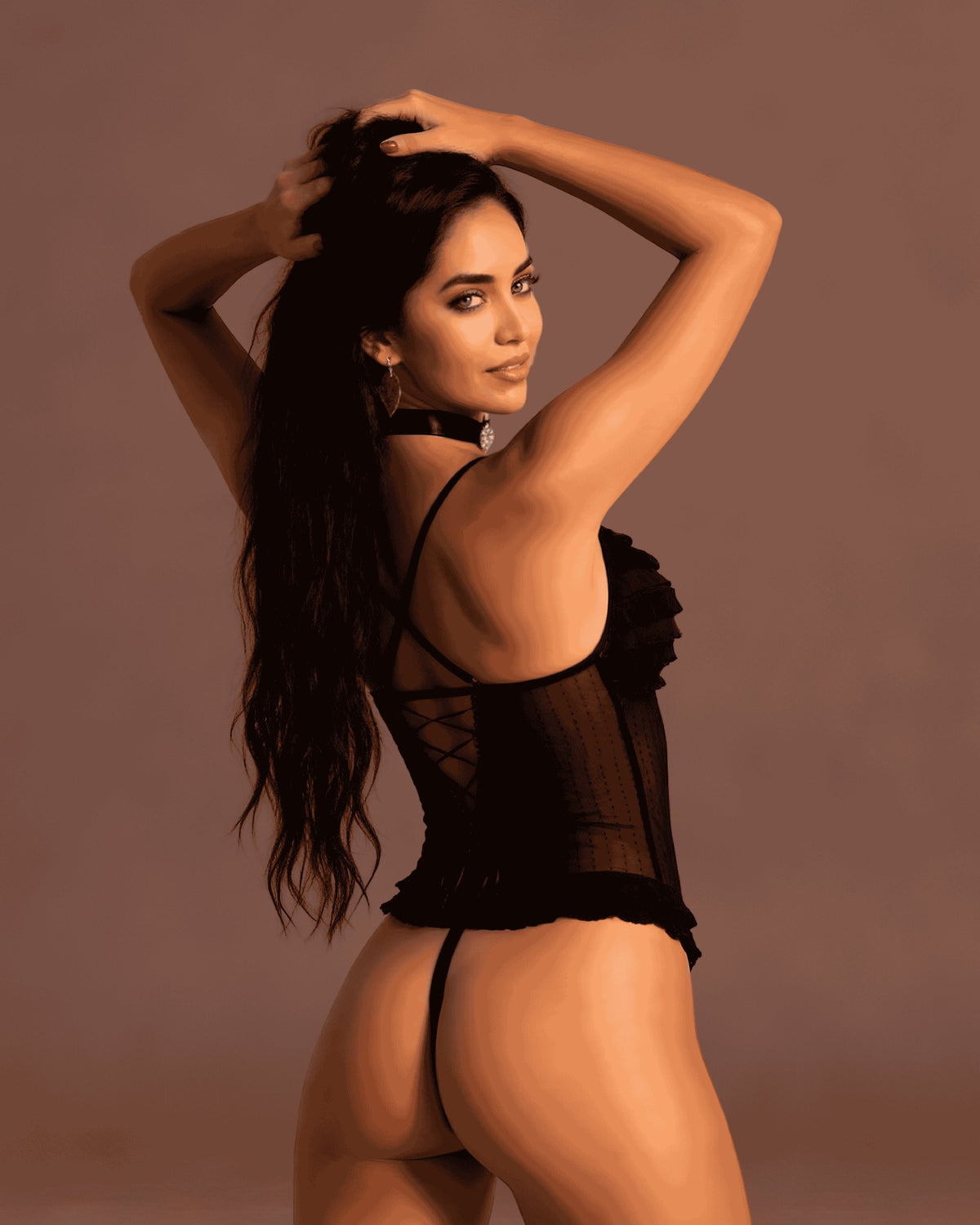 Linsori Obsidian Ruffle Cup Delicate Body Plus Size -  back view