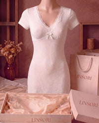 Linsori Pearl Lace Viscose Nightdress - Mannequin View