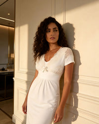Linsori Pearl Lace Viscose Nightdress - Lifestyle view