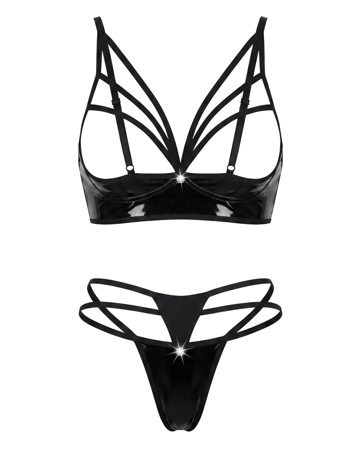 Linsori Obsidian Wet Look Open Set- White background view