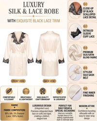 Linsori Ivory Satin Lace-Trimmed Robe -  Product detail view