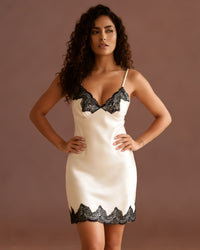 Linsori Pearl Satin Cut-Out Nightdress - Front view 