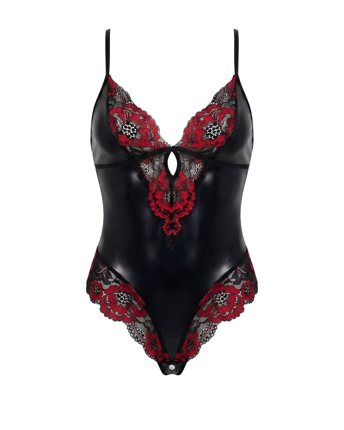 Linsori Noir Floral Wet-Look Body - White background view