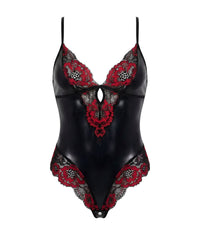 Linsori Noir Floral Wet-Look Body - White background view