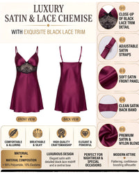 Linsori Plum Satin Nightdress Set -  Product detail view