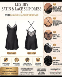 Linsori Noir Tattoo Satin Nightdress -  Product detail view