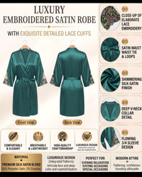 Linsori Jade Satin Embroidered Robe -  Product detail view