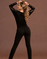 Linsori Noir Lace-Trimmed Pyjama Set - Back view