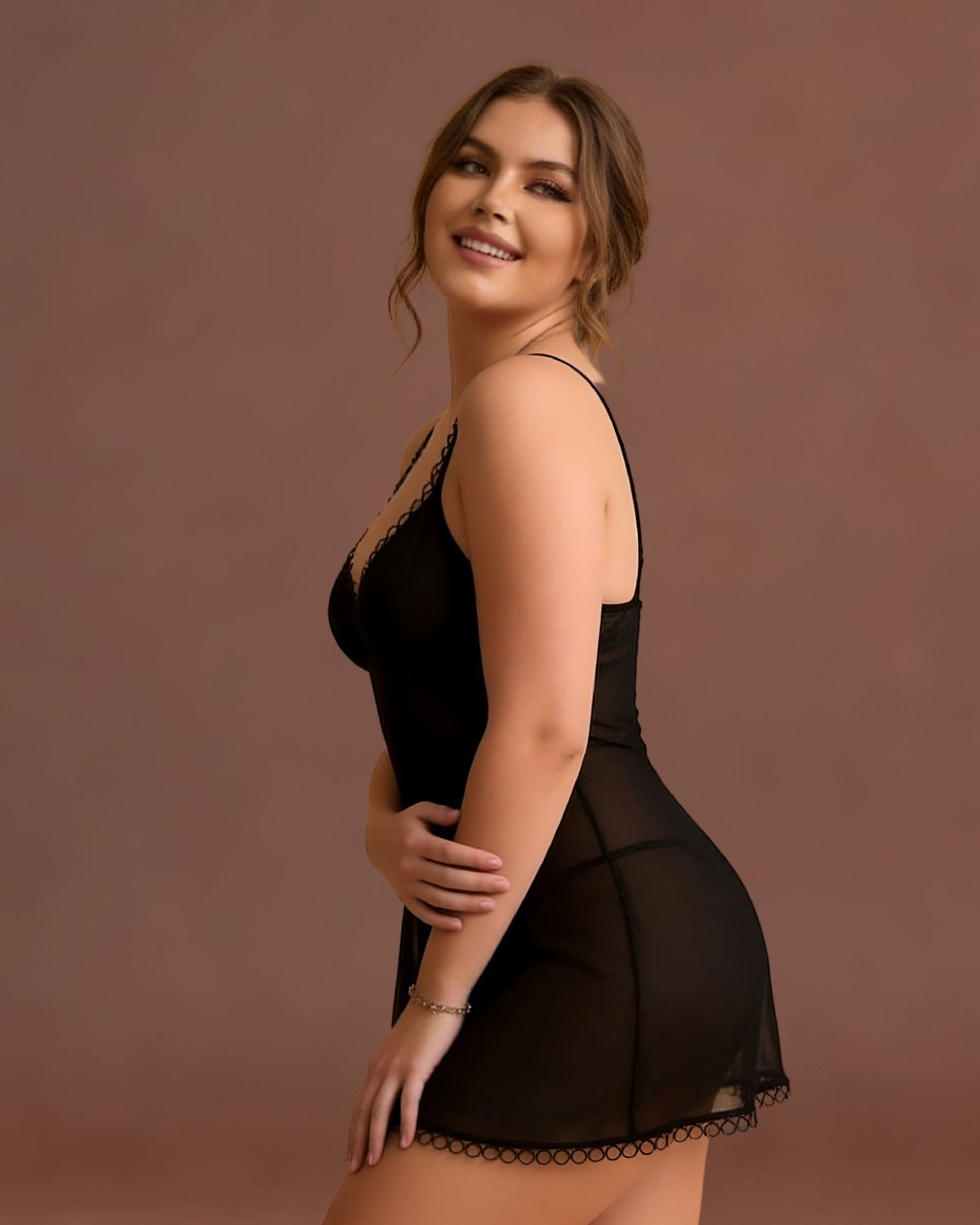 Linsori Noir Hoop Lace Babydoll Piece -  Left view