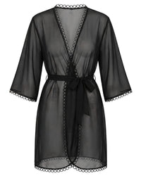 Linsori Obsidian Hoop Trim Dressing Gown - White background view