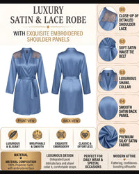 Linsori Azure Satin Embroidered Robe -  Product detail view