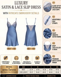 Linsori Azure Satin Embroidered Nightdress -  Product detail view