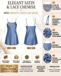 Linsori Azure Floral Satin Nightdress -  Product detail view