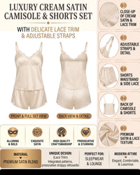 Linsori Ivory Satin Lace Short Set -  Product detail view