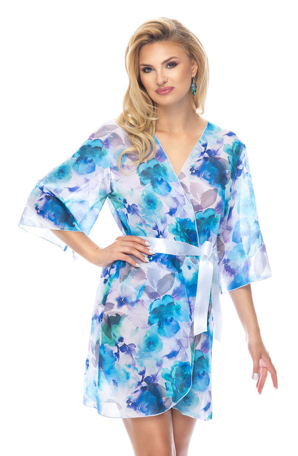 Linsori Sapphire Floral Dressing Gown - close-up