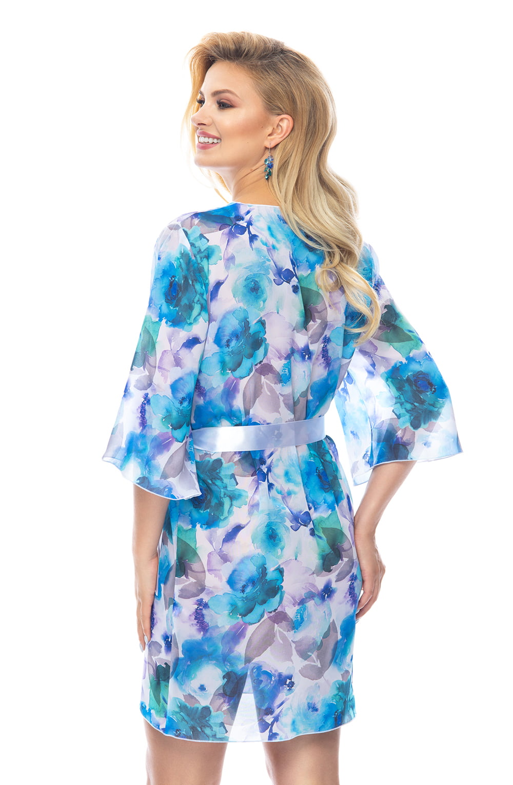 Linsori Sapphire Floral Dressing Gown - detail view