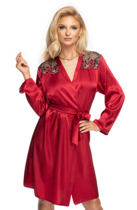 Linsori Mulberry Satin Embroidered Robe - detail view