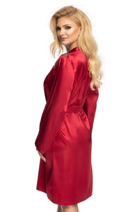 Linsori Mulberry Satin Embroidered Robe - close-up